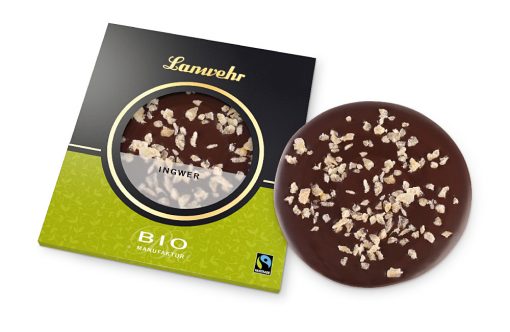 Lanwehr Bio Fairtrade Schokolade in der Sorte Ingwer Schokoladentaler